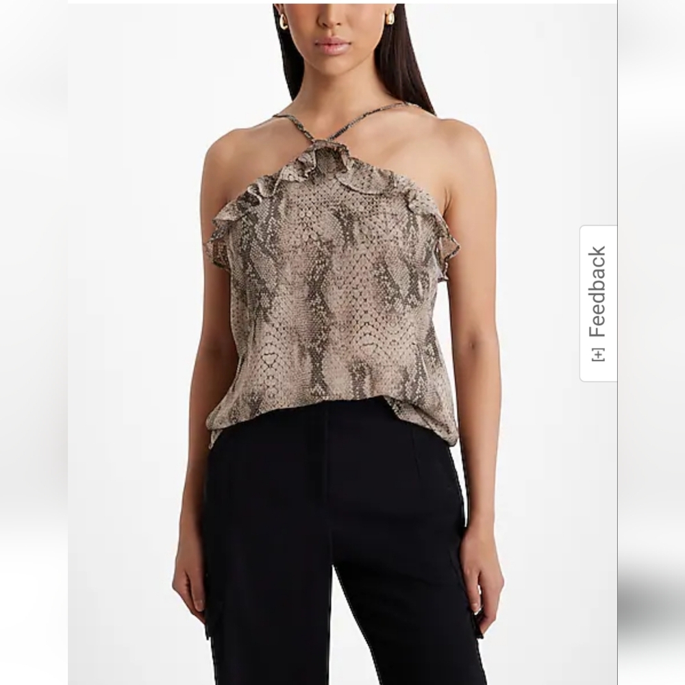 ✨️Final Price✨️ NWT sz XS Express Neutral Snakeskin Halter Top